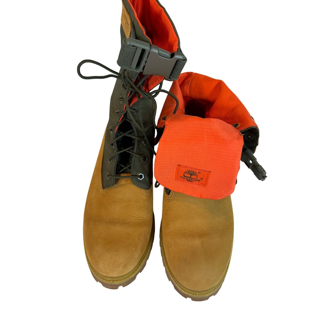 Timberland 8-Inch Premium Waterproof Boots Wheat Olive Green Orange Mens 9.5 - Picture 4 of 8
